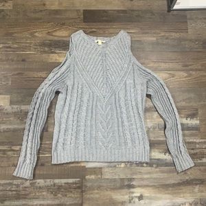 Open shoulder gray sweater